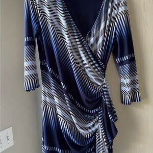 New York & Company Navy and White Dress